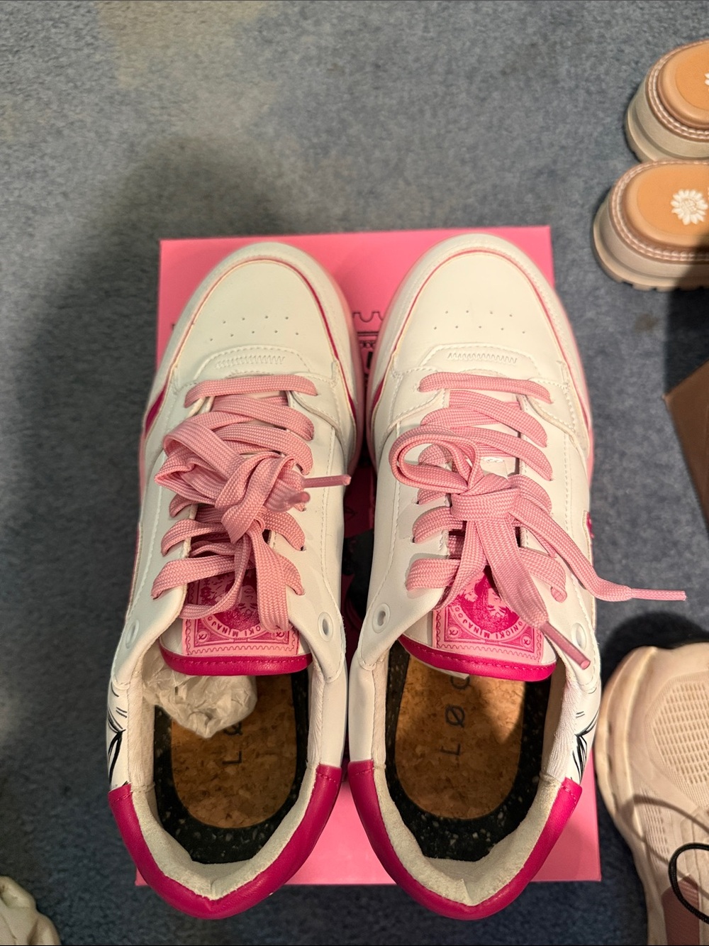 Loci x Nicki Minaj White and Pink Women’s Lace-Up Sneakers size 41